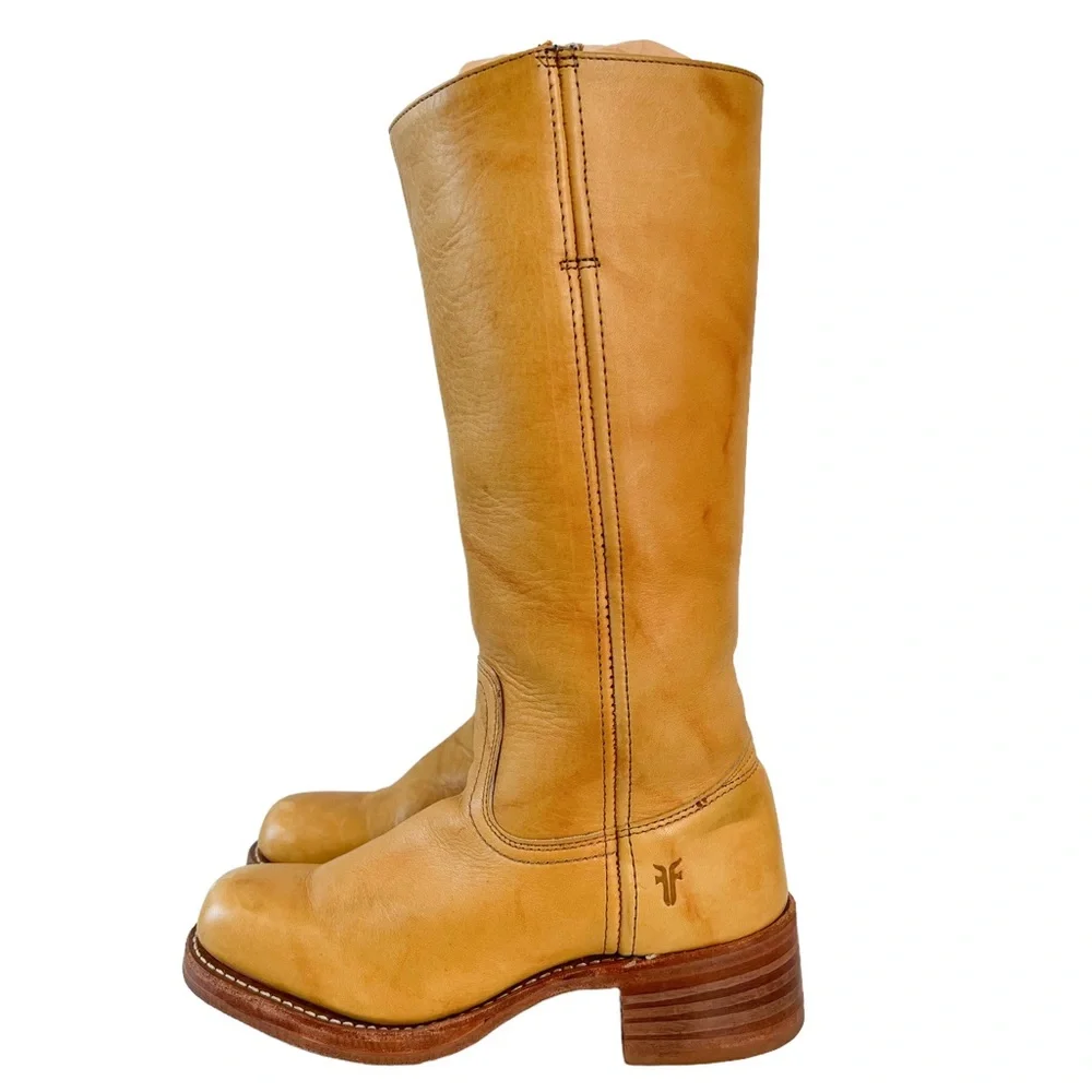 Frye Vintage Banana Yellow Leather Campus Boots Size 6.5 - Picture 7 of 13